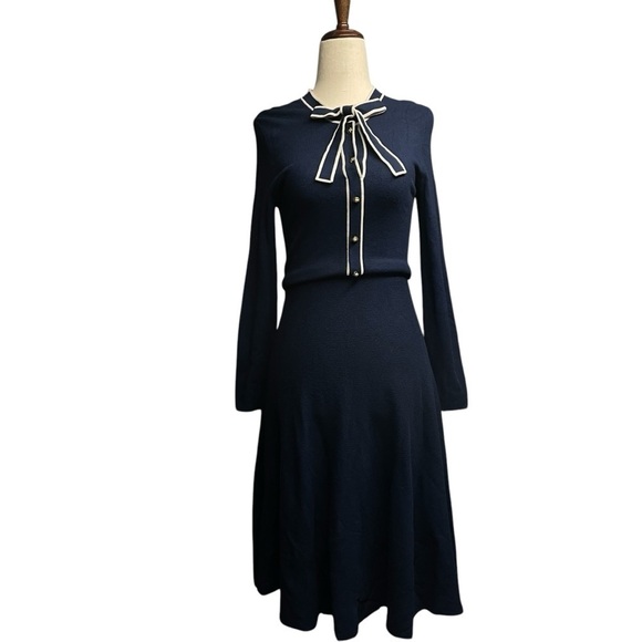 Draper James Nassau Navy Sailer Bow Sweater Dress Size extra small - Picture 3 of 14